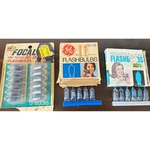 Vtg AG-1B Flashbulbs Lot GE Sylvania Focal Blue Dot Camera Flash